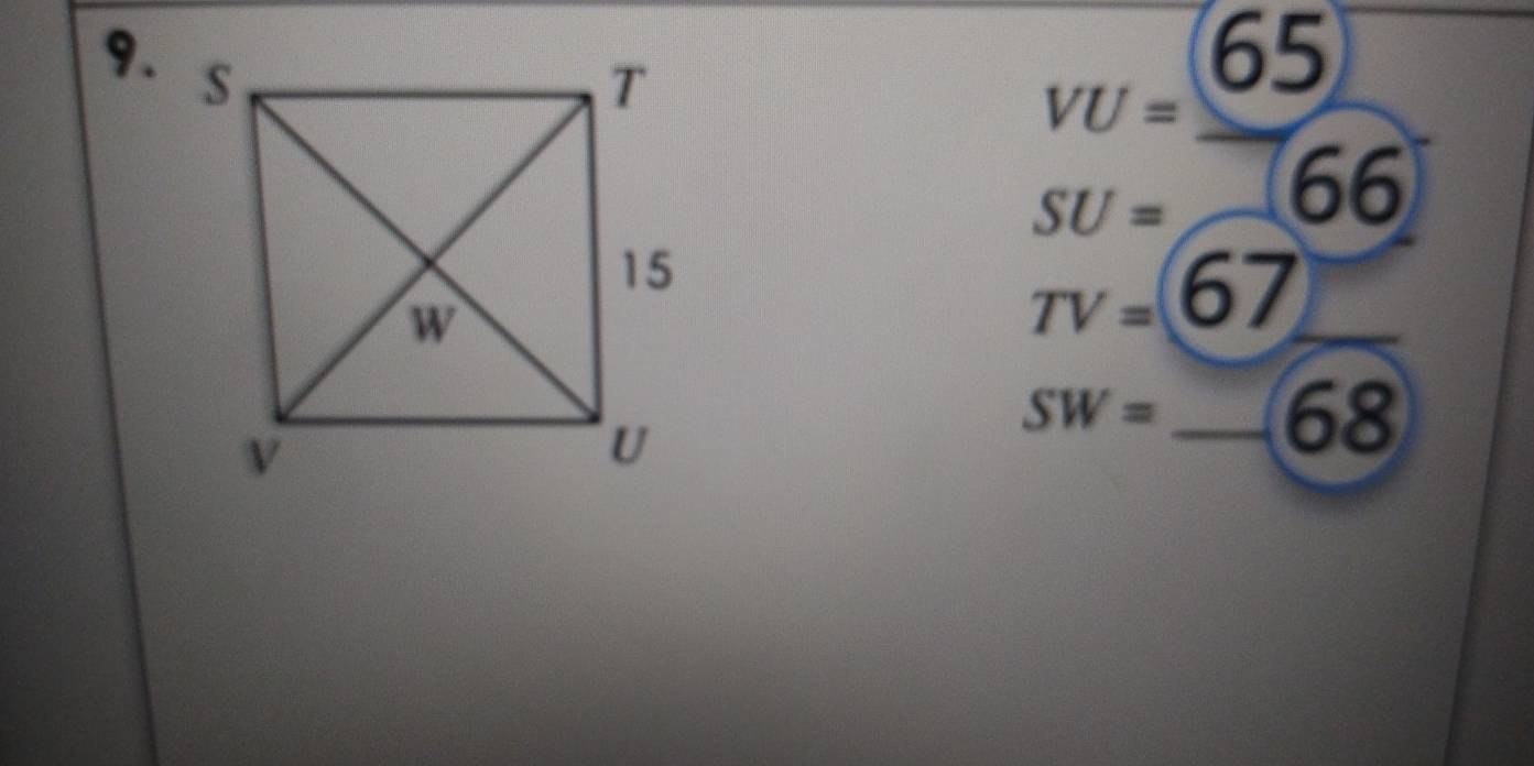 frac  65
VU=
SU= 66
_ TV=(67)
SW= _ 
_  8