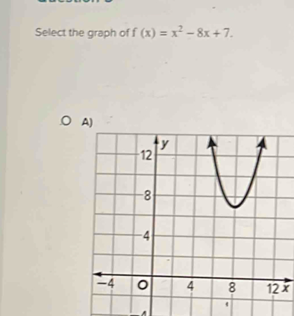 Select the graph of f(x)=x^2-8x+7.
2x