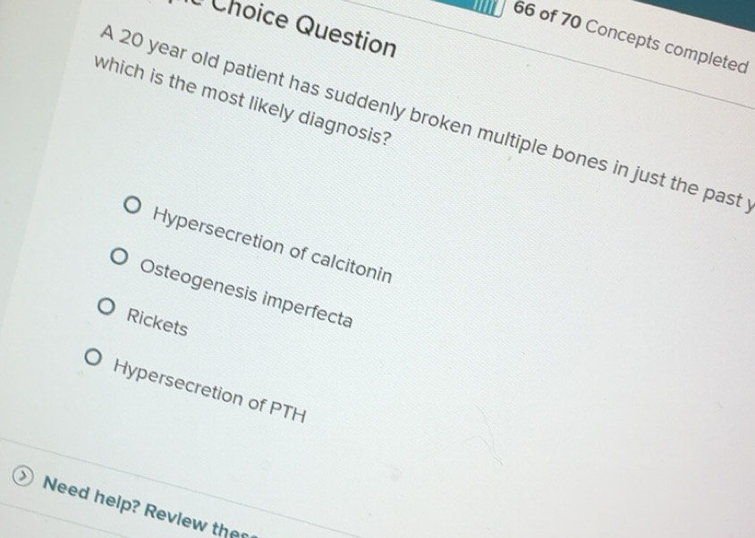 Solved: Choice Question 66 of 70 Concepts completed which is the most ...