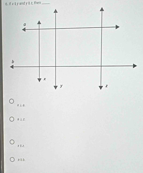 x⊥ a.
a⊥ z
xparallel z
aparallel b