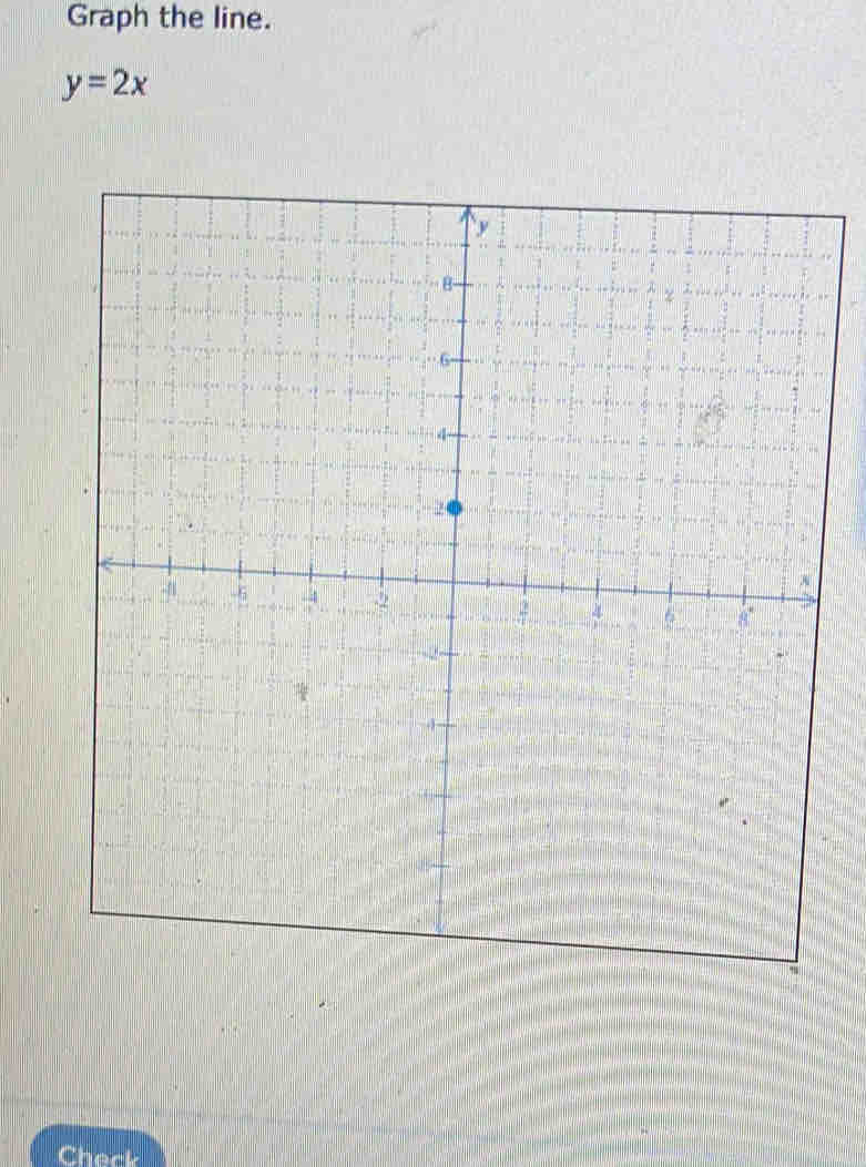 Graph the line.
y=2x
Check