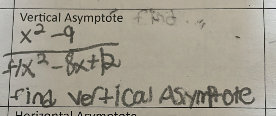  (x^2-9)/4x^2-8x+12 
find vertical Asympore