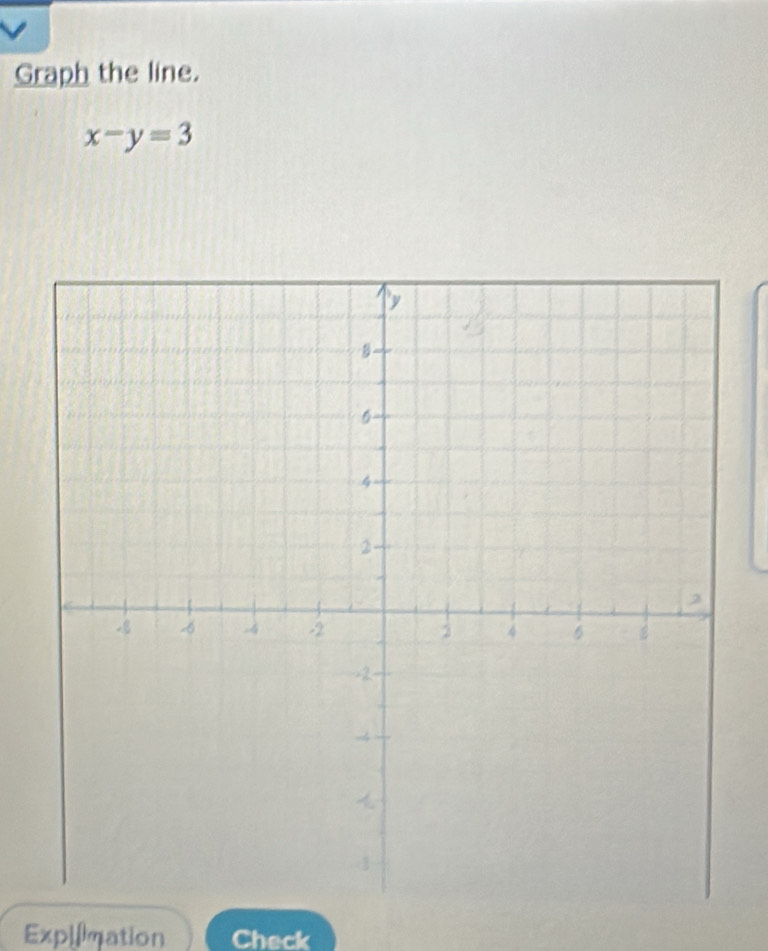 Graph the line.
x-y=3
Expllmation Check