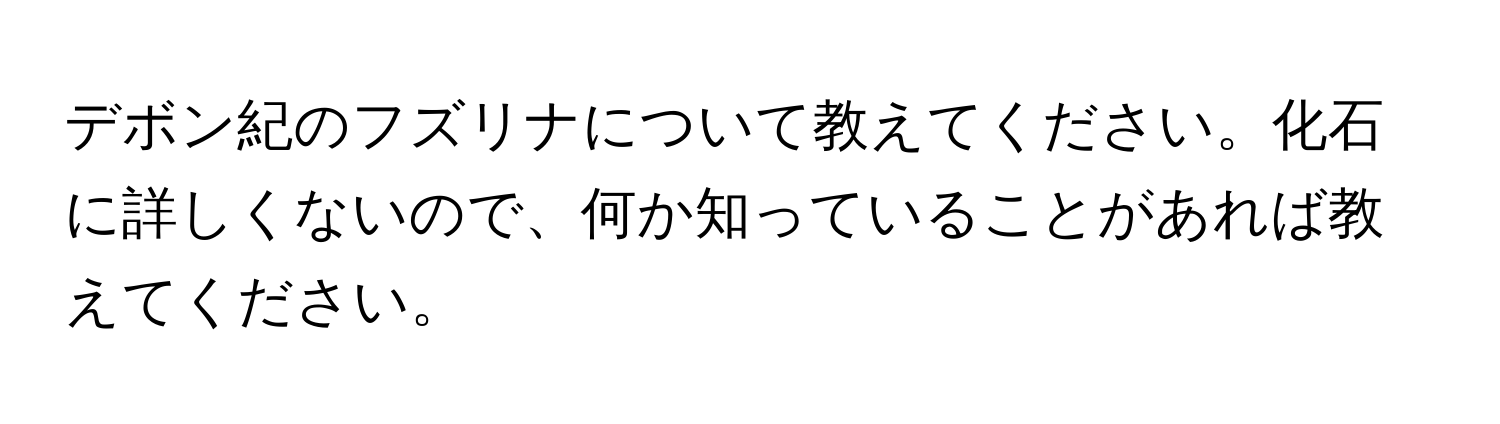 デボン紀のフズリナについて教えてください。化石に詳しくないので、何か知っていることがあれば教えてください。