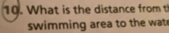 What is the distance from t 
swimming area to the wate
