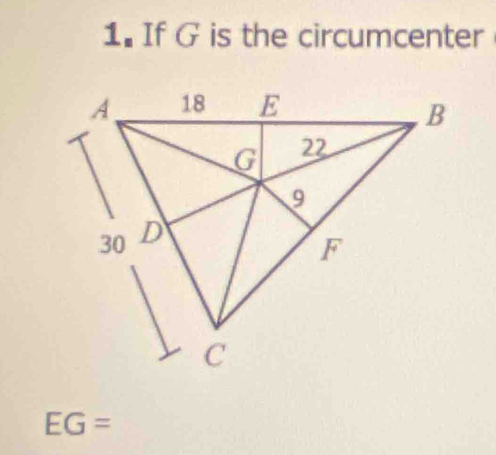 If G is the circumcenter
EG=