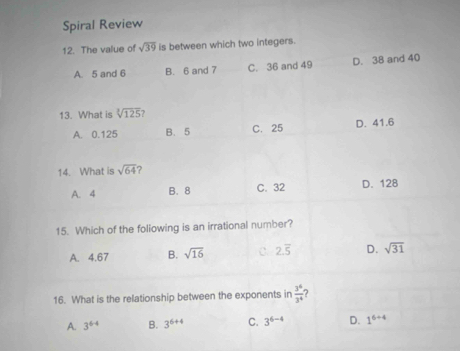 Spiral Review