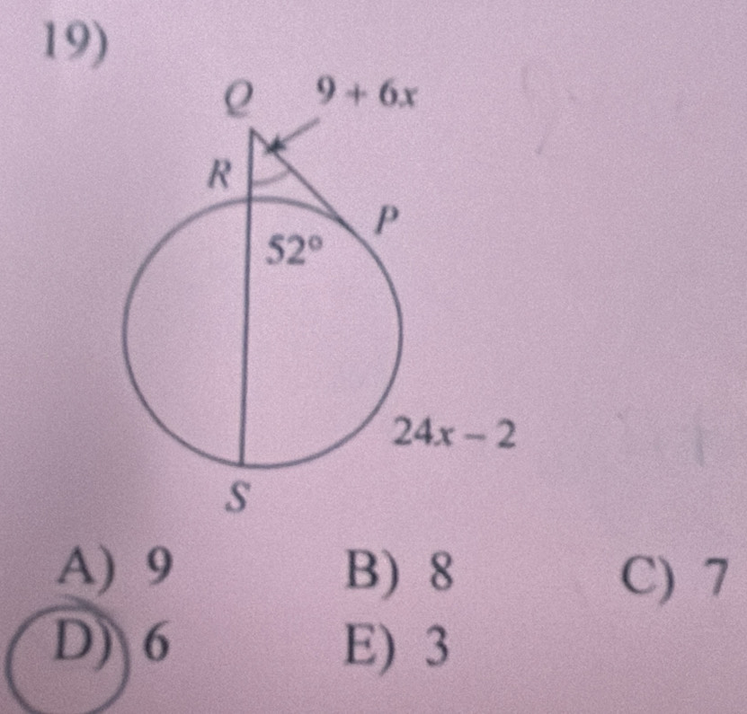 A) 9 B) 8 C) 7
D) 6 E) 3