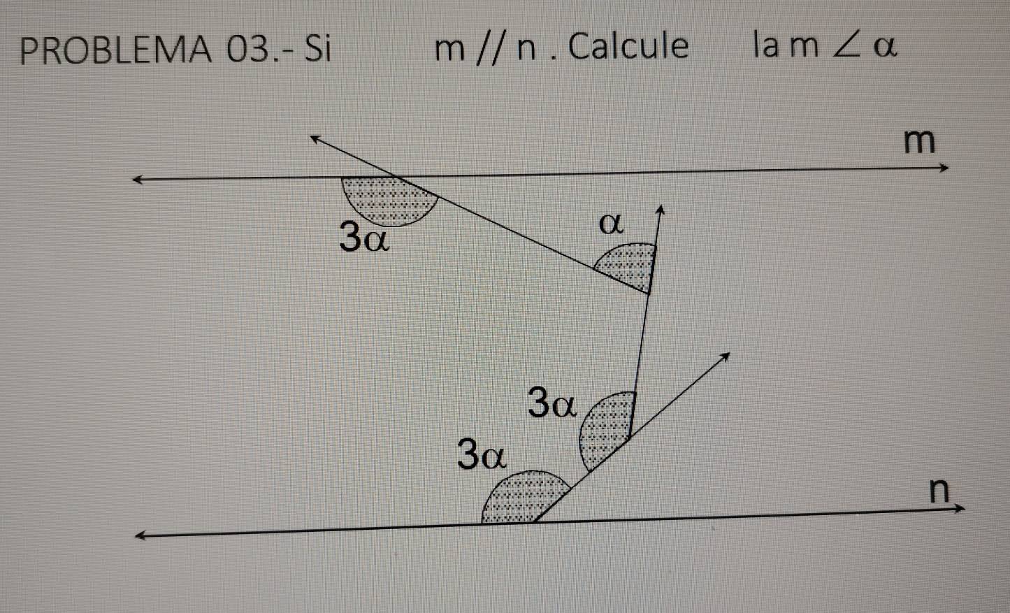 PROBLEMA 03.- Si m//n. Calcule la m∠ alpha