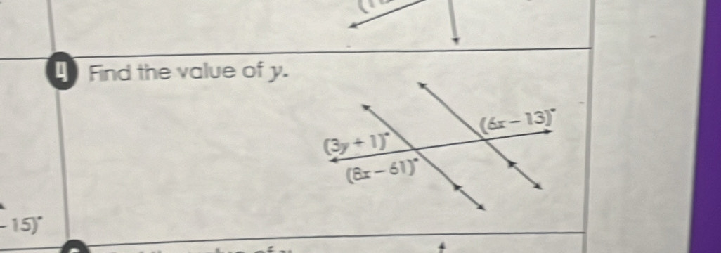 Find the value of y.
(-15)^circ 
+