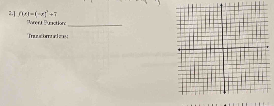 2.] f(x)=(-x)^3+7
Parent Function:_ 
Transformations: