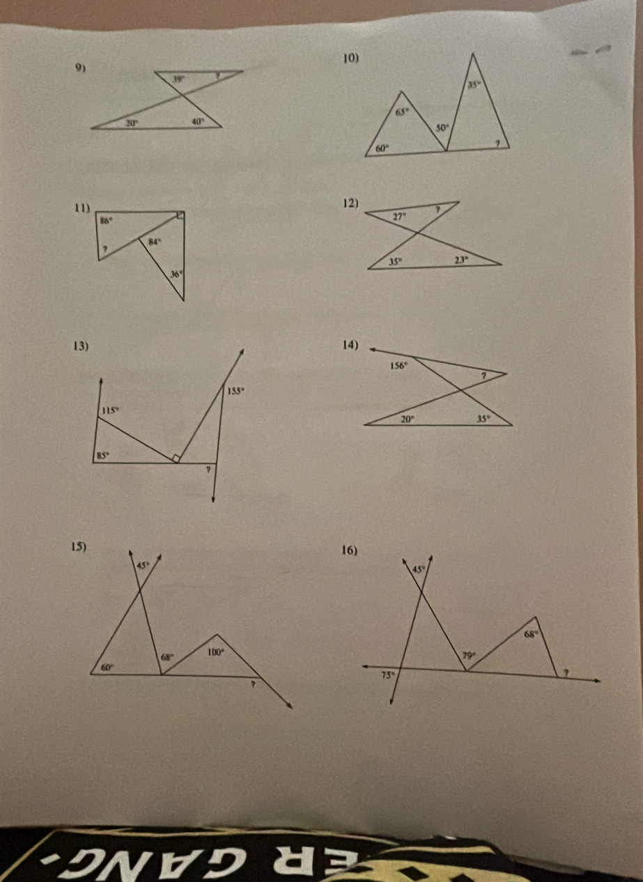 86°
84°
36°
14)
156°
?
20° 35°