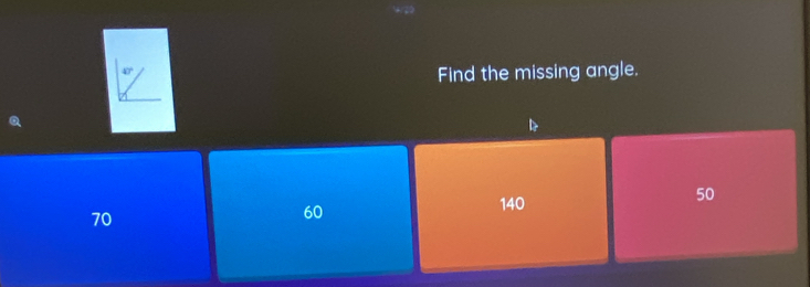 40°
Find the missing angle.
70
60 140 50