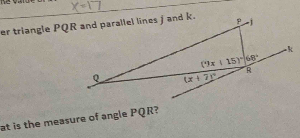 at is the measure of angle PQR?