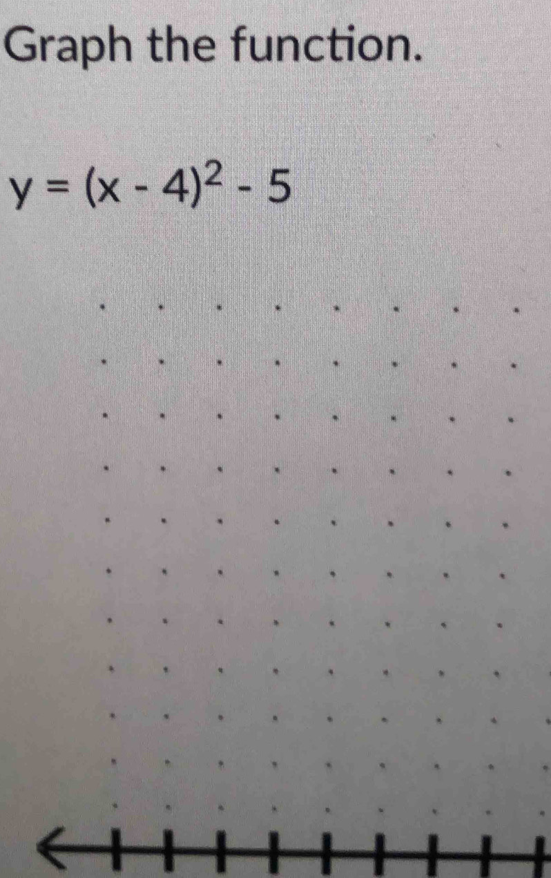 Graph the function.
y=(x-4)^2-5