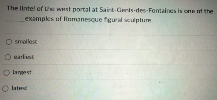 Solved: The lintel of the west portal at Saint-Genis-des-Fontaines is ...