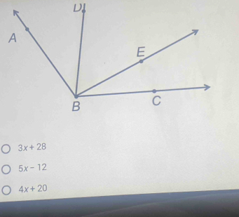 3x+28
5x-12
4x+20