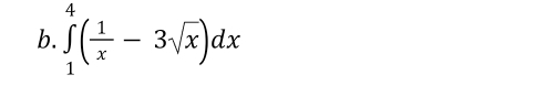 ∈tlimits _1^(4(frac 1)x-3sqrt(x))dx