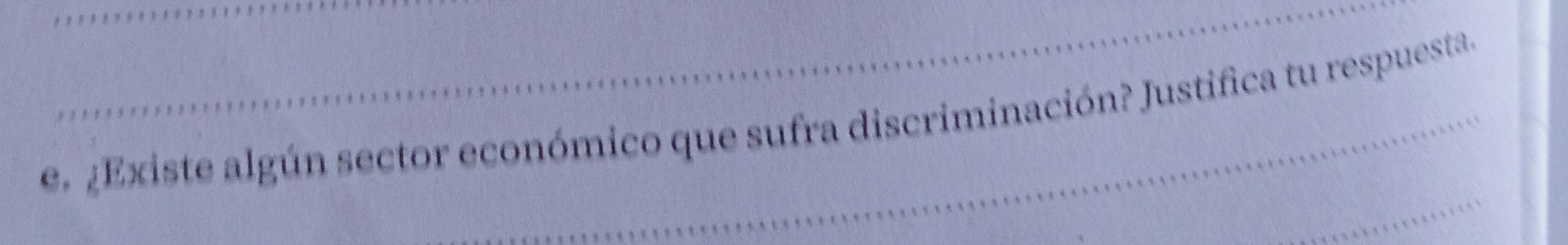 ¿Existe algún sector económico que sufra discriminación? Justifica tu respuesta.