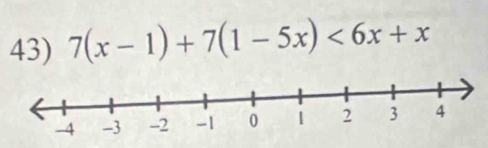 7(x-1)+7(1-5x)<6x+x