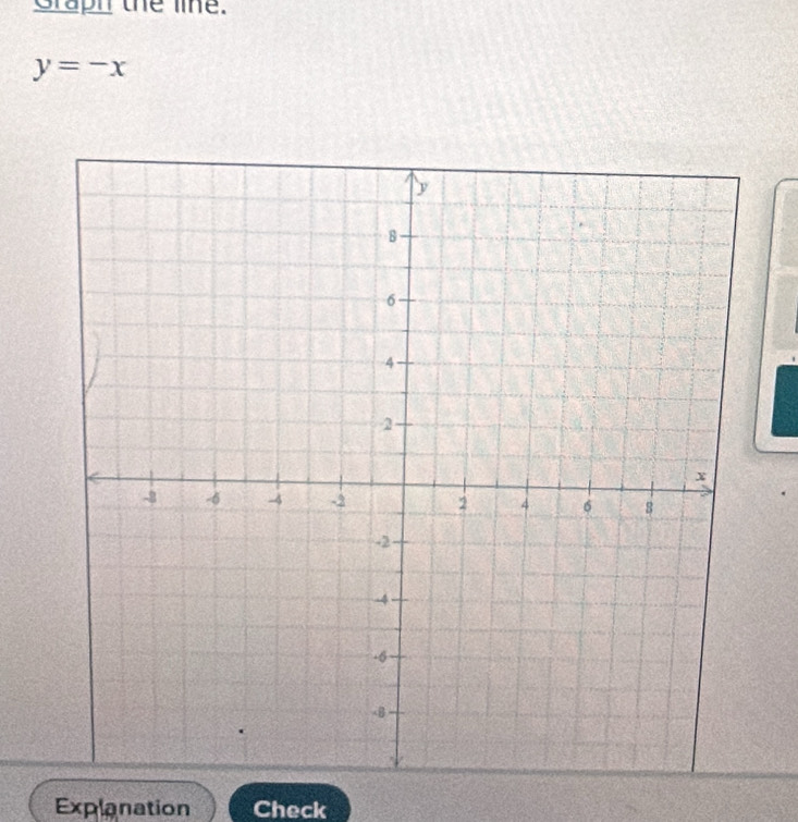 Graph the lie.
y=-x
Explanation Check