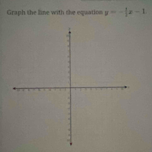 Graph the line with the equation y=- 1/2 x-1.