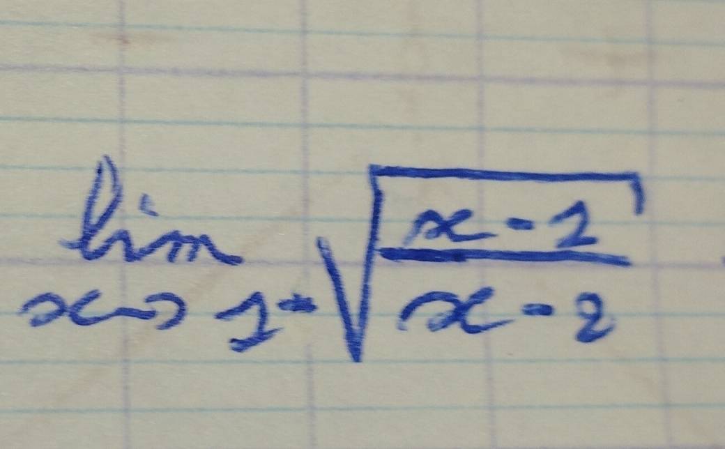 limlimits _xto 1^-sqrt(frac x-1)x-2