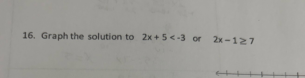 Graph the solution to 2x+5 or 2x-1≥ 7