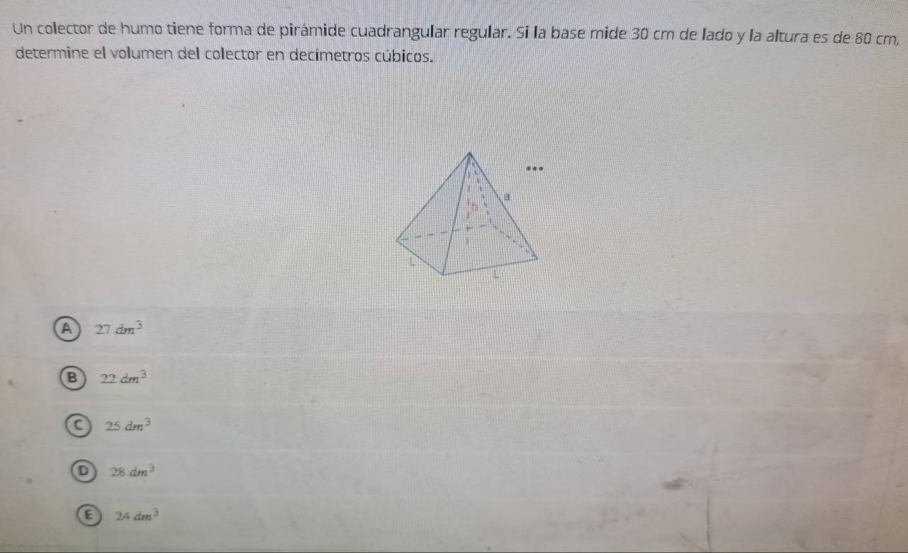 Resuelto:Un collector de humo tiene forma de pirámide cuadrangular ...