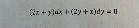 (2x+y)dx+(2y+x)dy=0