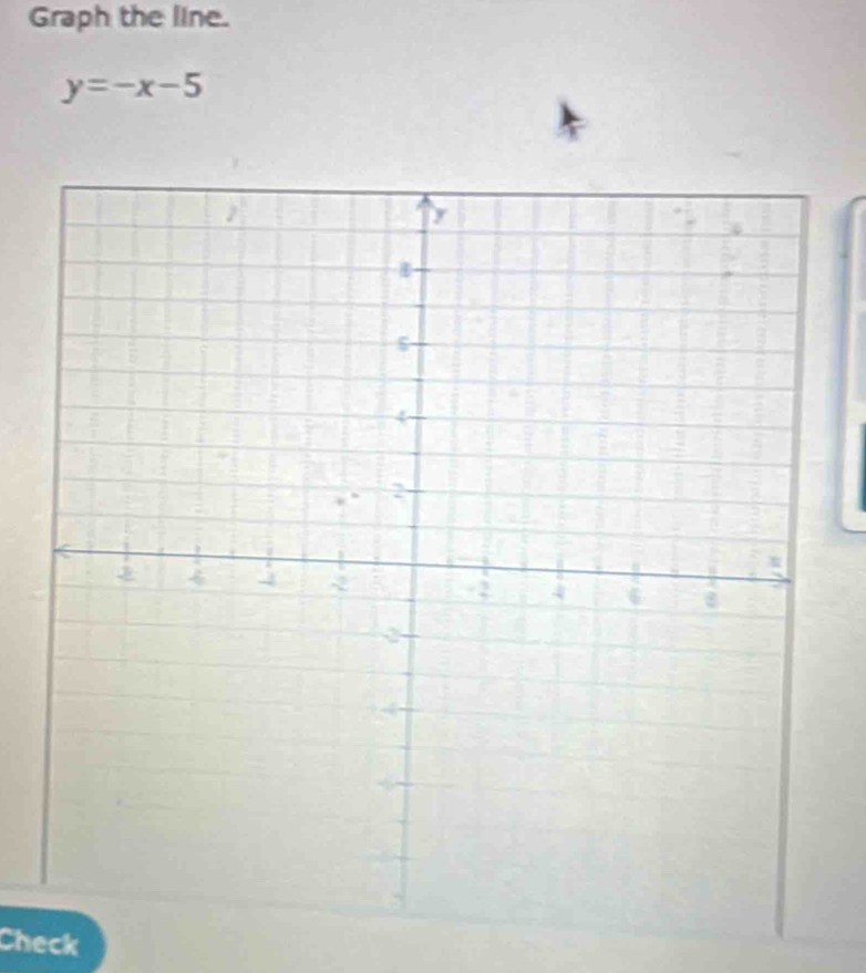 Graph the line.
y=-x-5
Check