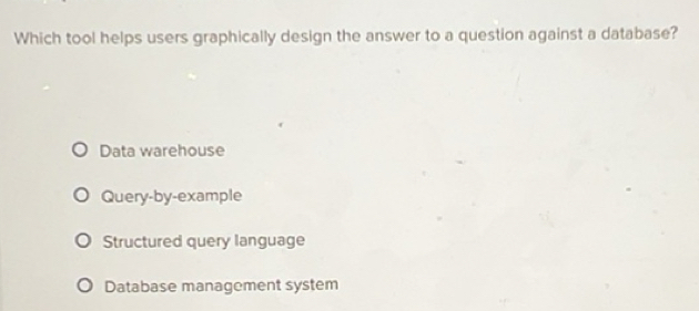 Solved: Which tool helps users graphically design the answer to a ...