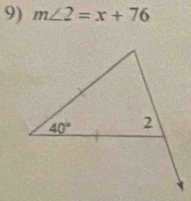 m∠ 2=x+76