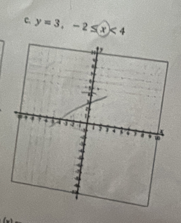 C、 y=3, -2≤ x<4</tex>