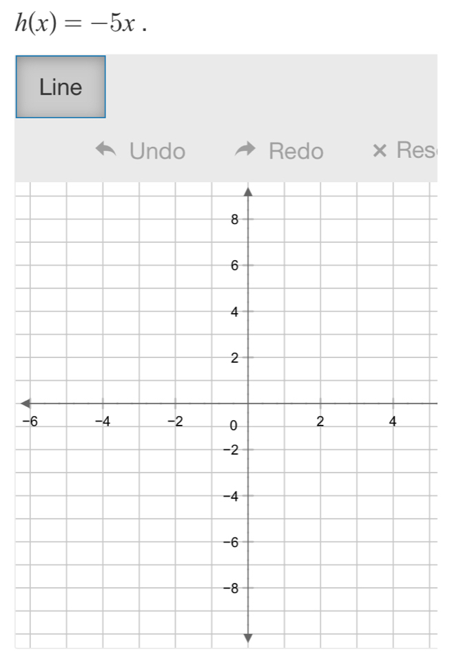 h(x)=-5x. 
Line 
Undo Redo X Res 
-