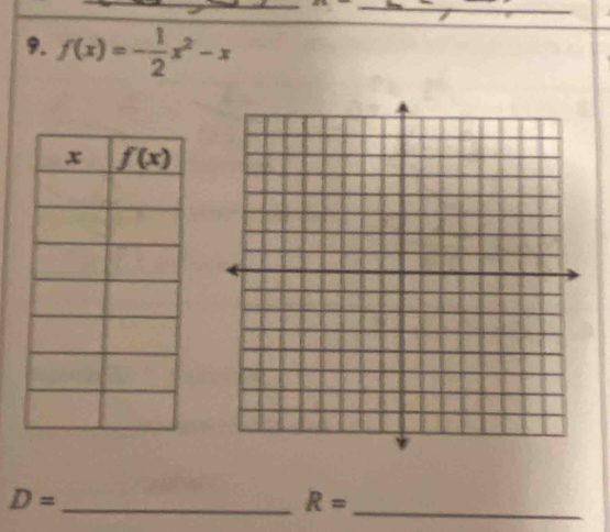 f(x)=- 1/2 x^2-x
_ D=
R= _