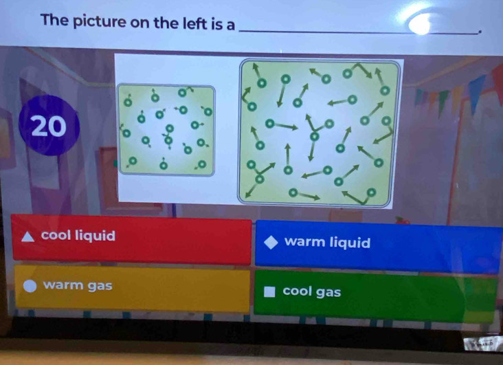 The picture on the left is a _.
20
cool liquid warm liquid
warm gas cool gas