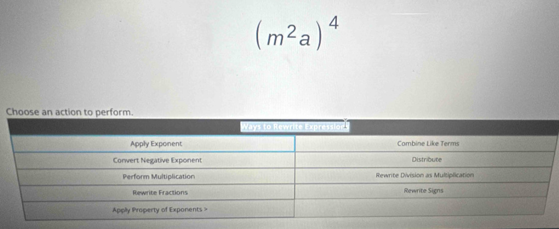 (m^2a)^4
Choose an action to perform.