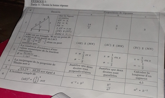 EXEBCICE 2 :
*  Partie A : Choisis 
6