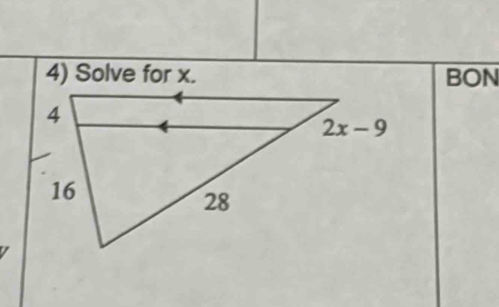 Solve for x. BON