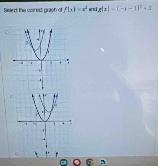 Select the correct graph of f(x)=x^2 and g(x)=(-x-1)^2+2