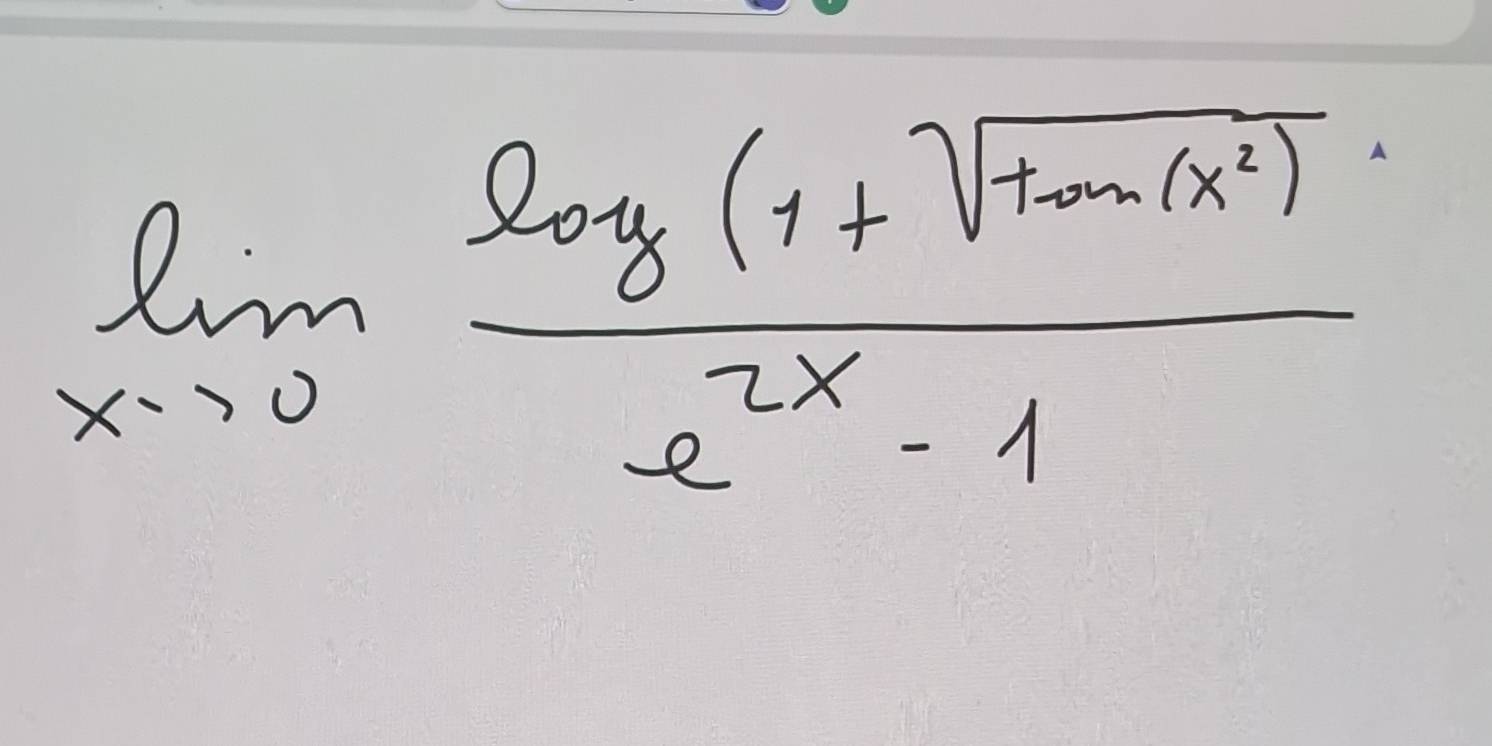 limlimits _xto 0 (log (x+sqrt(tan (x^2)))/e^(2x)-1 