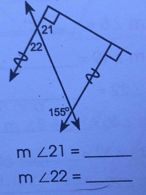 m∠ 21= _
m∠ 22= _