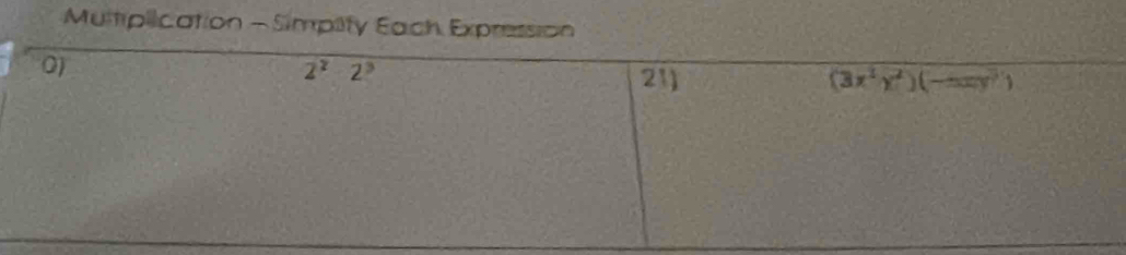 Multiplication - Simpiity Each Expression