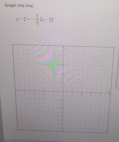 Graph the line.
y-2=- 1/2 (x-3)