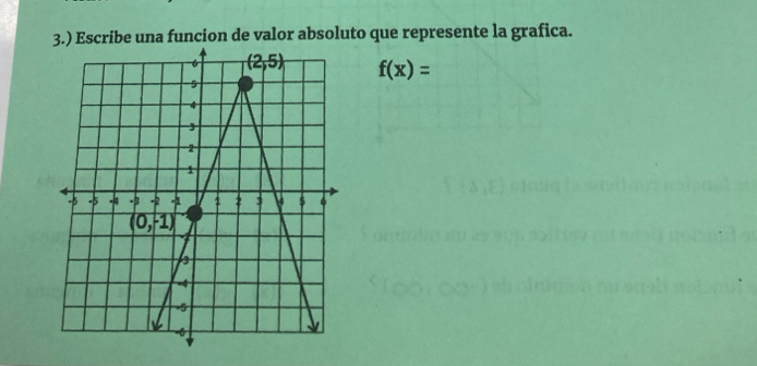 3.) Escribe una funcion de valor absoluto que represente la grafica.
f(x)=