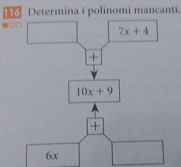 116 Determina i polinomi mancanti.