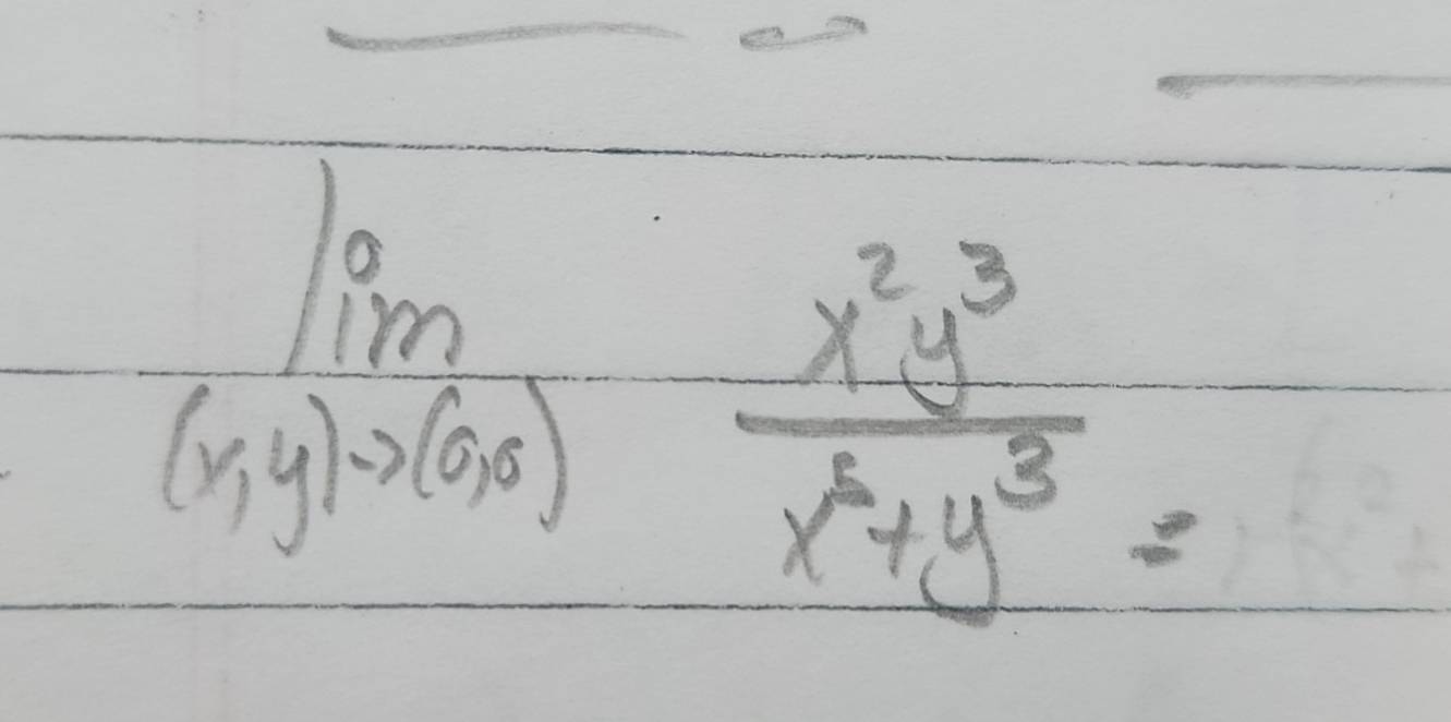 limlimits _(x,y)to (∈fty ) x^2y^3/x^2+y^3 =