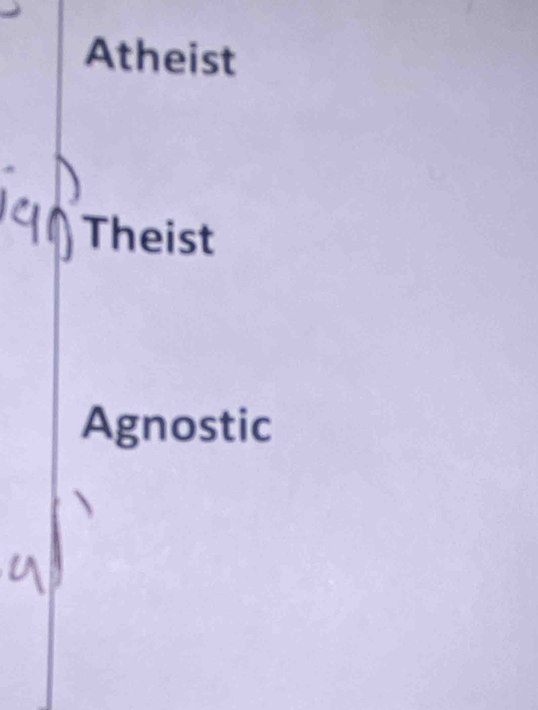 Atheist
Theist
Agnostic