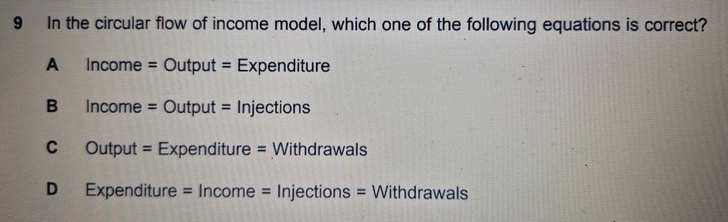 Solved: In the circular flow of income model, which one of the ...